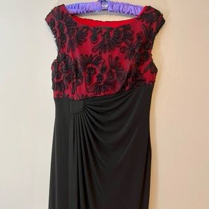 Long Black Dress with Ribbon Appliqué Top